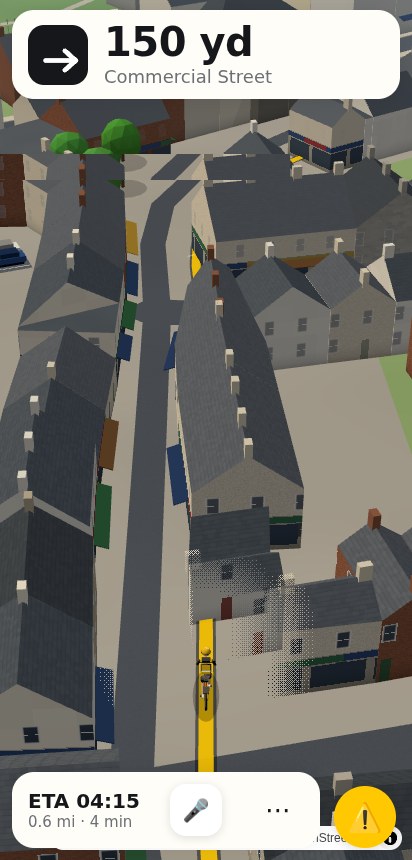 Bikee riding through a Cornish town in 3D